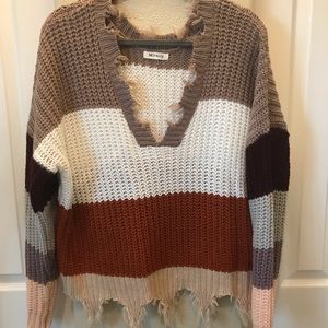 Miracle USA Striped & Fringed Sweater